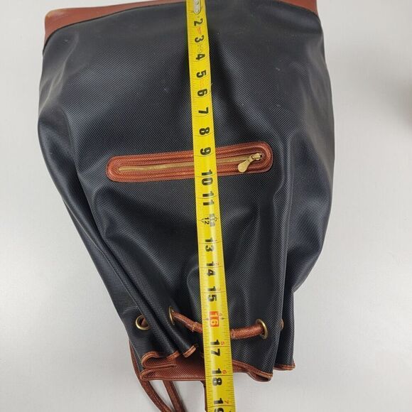 Bottega Veneta Black Drawstring Backpack with Brown Trim main image 4